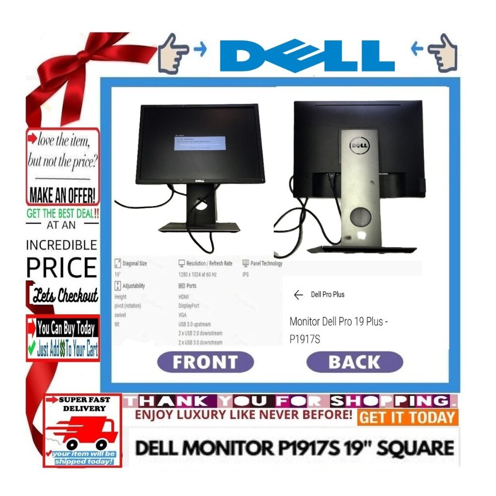 Dell Desktop Monitor Computer Screen Security Lcd… - image 1